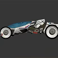 Futuristic White Concept Car With Blue Accents And Large Stylish Wheels
