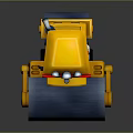 Yellow Road Roller Driven By Rooster With Blue Lights And Large Roller Drum 3d model