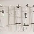 White And Black Shower Systems With Various Designs And Handheld Overhead Combinations 3d model