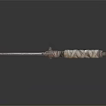 Ancient Bronze Dagger With Carved Blade Wrapped Handle And Ring Pommel
