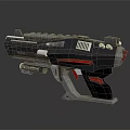 Futuristic Sci Fi Gun With Black Red Silver Metallic Finish And Tactical Grip