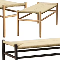 Modern Design Stools With Wooden Frame And Woven Light Seats For Home Decor