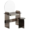 Modern Acrylic Dressing Table With Round Mirror And Matching Stool 3d model