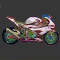 White And Black Sport Motorcycle With Carbon Fiber Components And Red Engine