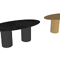 Stylish Dining Tables Featuring Marble And Wooden Tops With Column Bases In Black And Light