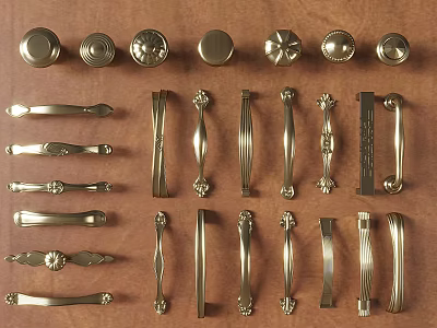 Stylish Metal Furniture Handles With Various Decorative Designs For Cabinets And Drawers 3d model