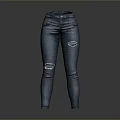 Blue Denim Jeans With Distressed Ripped Details And Slim Fit Design