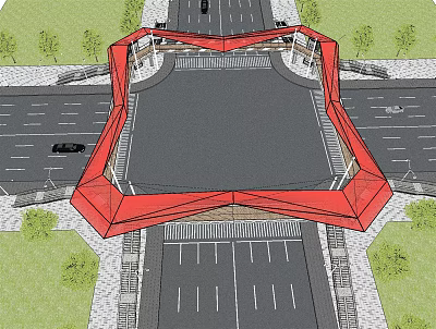 Modern People's Overpass Traffic Construction Overpass 3d model