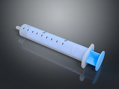 Disposable Medical Syringe With Blue Plunger And Clear Barrel For Injection 3d model