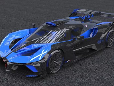 Blue And Black Racing Car With Sleek Aerodynamic Design And Large Rear Wing 3d model