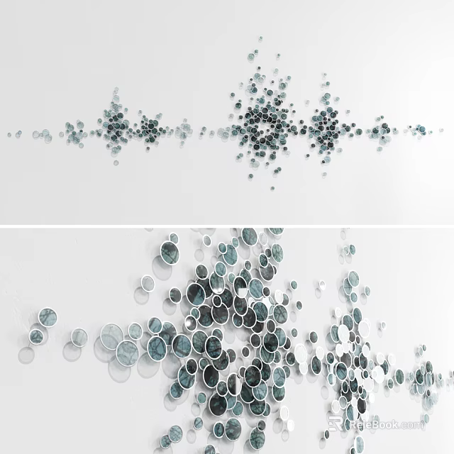 Modern Wall Decor With Circular Blue Green And White Elements For Interior Design Spaces 3d model