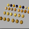 Colorful Decorative Eggs With Intricate Patterns And Vibrant Designs Arranged On Dark Background