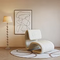Modern Single Sofa Decorative Painting Floor Lamp Round Carpet 3d model