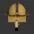 Golden Mechanical Device With Arm Holding Book And Books Inside On Wheels