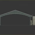 Industrial Warehouse Building With Metal Roof Green Pillars Multiple Doors And Cylindrical Structure