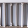 White Ornate Columns In Various Classical Architectural Styles For Interior Design 3d model