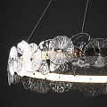Modern Double Layer Chandelier With Transparent Petal Decorations And Gold Base