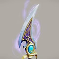 Magical Dagger With Purple Decorative Patterns Blue Gemstone Golden Hilt And Purple Smoke Effects