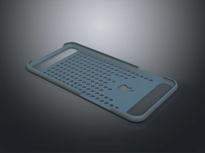 Gray Perforated Laptop Case With Apple Logo And Protective Border Design 3d model
