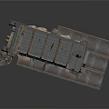 Industrial Building Structure Model With Metal Framework Grid Roof And Base Platform