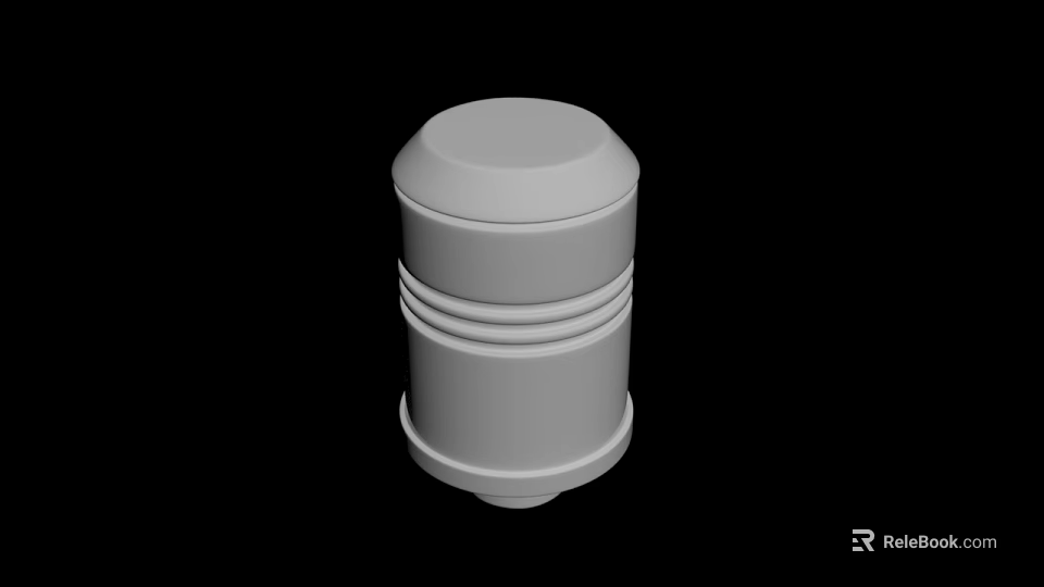 White 3D Cylindrical Object With Horizontal Stripes And Smooth Top 3d model 