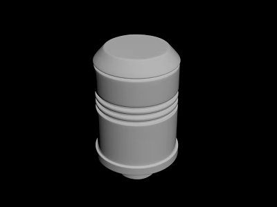 White 3D Cylindrical Object With Horizontal Stripes And Smooth Top 3d model