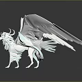 Detailed White Winged Fantasy Creature Sculpture with Intricate Base Patterns 3d model