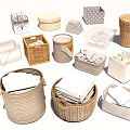 Woven Storage Baskets in Different Sizes for Home Organizing Towels and Books