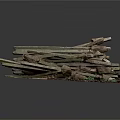 Stacked Old Wooden Sticks With Natural Weathered Texture And Rustic Charm