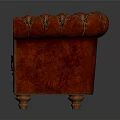Elegant Red Velvet Tufted Two Seater Sofa With Decorative Stitching And Wooden Legs