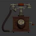 Vintage Classic Telephone With Wooden Base Rotary Dial And Metal Handset
