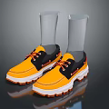 Yellow Casual Shoes with Black White Accents Orange Laces Thick Textured Sole