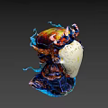 Colorful Abstract Sculpture With Orange Blue Purple Hues And Curved Structures