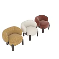 Crimson Fabric Single Sofa With Curved Arms And Dark Wooden Legs Design