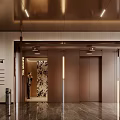 Modern Elevator Lobby Interior With Warm Lighting And Marble Floor
