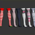 Colorful Knee High Socks With Striped And Patterned Designs For Everyday Use 3d model