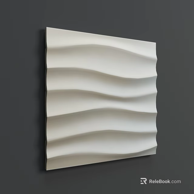 Modern White Wavy Wall Decor with 3D Textured Wave Design for Home Interior Decoration 3d model 