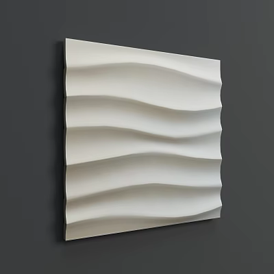 Modern White Wavy Wall Decor with 3D Textured Wave Design for Home Interior Decoration 3d model