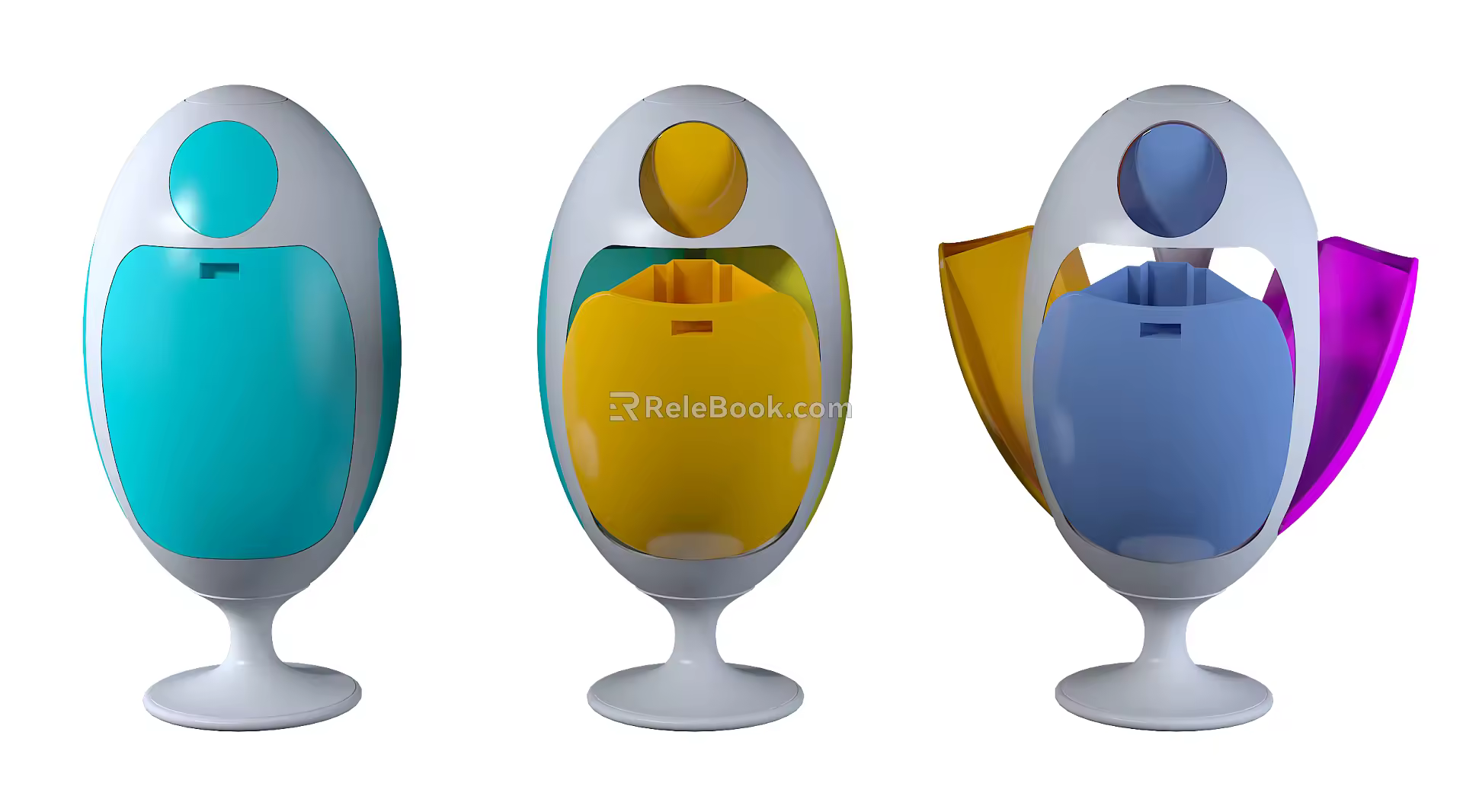 Children's egg-shaped trash can modern trash can 3d model
