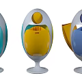 Children's egg-shaped trash can modern trash can 3d model