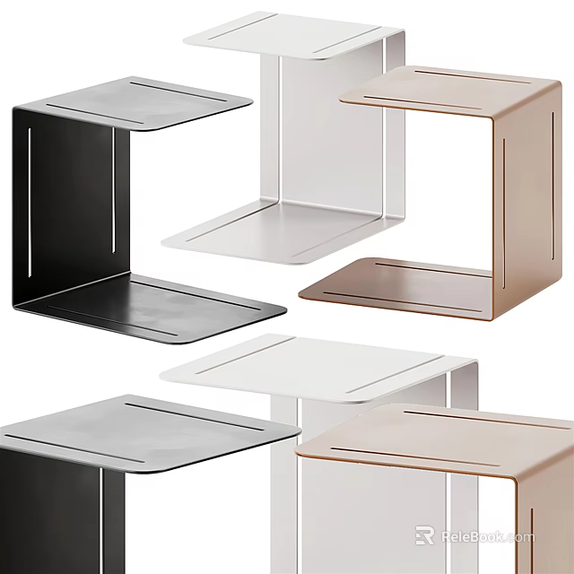 Modern Minimalist Side Tables In Black White Beige With Sleek Geometric Design 3d model 