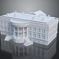 White Classical Architecture Scale Model With Dome Entrance Columns And Steps 3d model