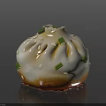 Tasty Glossy Steamed Bun Topped With Sesame Seeds Green Onions And Sauce