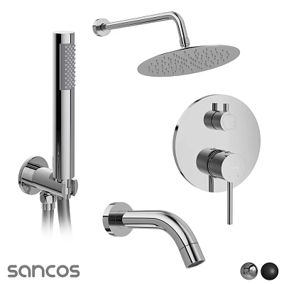 Modern Chrome Shower Faucet With Overhead Showerhead Handheld Sprayer And Control Panel 3d model