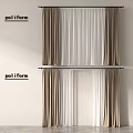 Poliform Modern Interior Curtains With Brown And White Double Layer Window Design 3d model