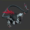 Futuristic Game Anime Character With Black Short Hair Mechanical Arm And Combat Boots