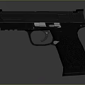 Black Modern Tactical Pistol With Metal Components And Textured Grip Design