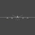 Large Commercial Airplane Top View With Four Engines And Long Wings On Dark Background