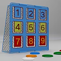 Kids Sports Equipment Blue Target Board With Numbers 1 To 9 And Colorful Throwing Discs