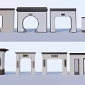 Traditional Chinese Building Exterior Walls With Various Arch Designs And Decorative Details